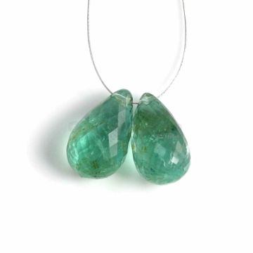 2 Pcs - Medium Green Emerald Drops - 8.56 ct. - 13 x 7.8 mm & 13 x 7.2 mm (EDR1073)