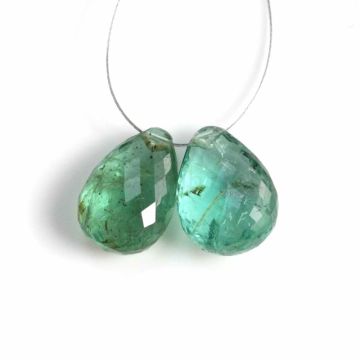 2 Pcs - Medium Green Emerald Drops - 7.33 ct. - 11.5 x 8.1 mm & 11.5 x 8.7 mm (EDR1074)