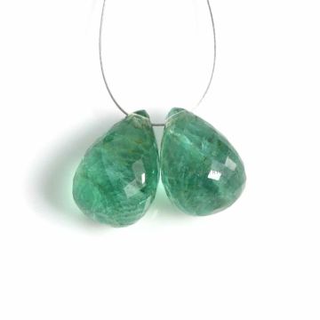 2 Pcs - Medium Green Emerald Drops - 10.57 ct. - 11.8 x 8.5 mm & 12.5 x 8.4 mm (EDR1075)