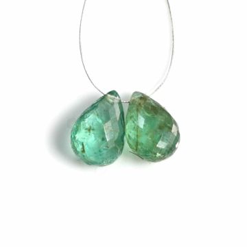 2 Pcs - Medium Green Emerald Drops - 6.34 ct. - 11.7 x 7.8 mm & 11.5 x 8.2 mm (EDR1076)