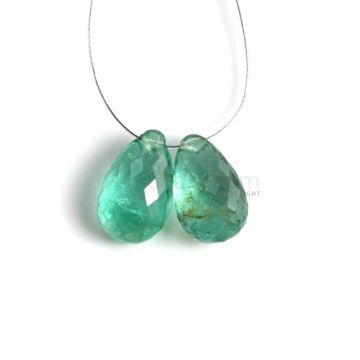 2 Pcs - Medium Green Emerald Drops - 5.34 ct. - 11.3 x 7 mm & 11.5 x 7 mm (EDR1079)