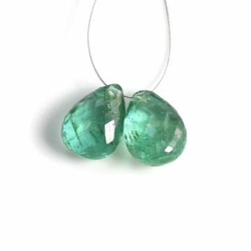2 Pcs - Medium Green Emerald Drops - 7.34 ct. - 11.2 x 8.6 mm & 11.4 x 8.3 mm (EDR1080)