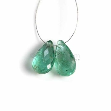 2 Pcs - Medium Green Emerald Drops - 4.36 ct. - 10.5 x 6.6 mm & 11 x 6.6 mm (EDR1083)
