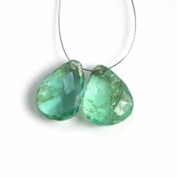 2 Pcs - Medium Green Emerald Drops - 5.6 ct. - 11 x 8.8 mm & 11.4 x 8.5 mm (EDR1085)