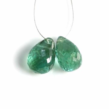 2 Pcs - Medium Green Emerald Drops - 8.77 ct. - 11.7 x 8.5 mm & 11.9 x 7.5 mm (EDR1086)