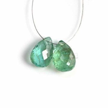 2 Pcs - Medium Green Emerald Drops - 3.9 ct. - 9.9 x 6.5 mm & 9.9 x 7 mm (EDR1087)