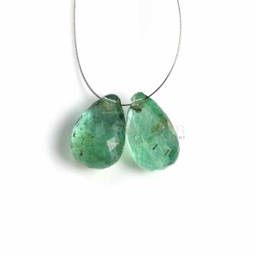 2 Pcs - Medium Green Emerald Drops - 5 ct. - 10.2 x 7.3 mm & 10.5 x 7 mm (EDR1088)