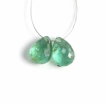 2 Pcs - Medium Green Emerald Drops - 5.24 ct. - 10 x 7.5 mm & 10.2 x 7.4 mm (EDR1089)
