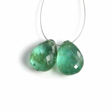 2 Pcs - Medium Green Emerald Drops - 6.1 ct. - 10.2 x 7.8 mm & 10.5 x 8 mm (EDR1090)