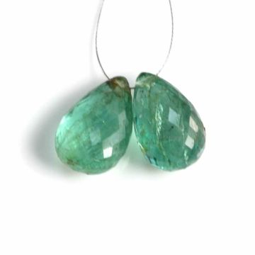 2 Pcs - Medium Green Emerald Drops - 10.5 ct. - 13.5 x 9 mm & 13.2 x 8.5 mm (EDR1091)