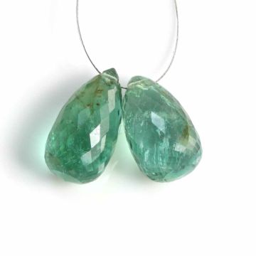 2 Pcs - Medium Green Emerald Drops - 11.82 ct. - 13.5 x 8 mm & 14.5 x 7.5 mm (EDR1092)