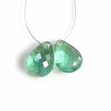 2 Pcs - Medium Green Emerald Drops - 5.3 ct. - 10 x 7.5 mm (EDR1093)