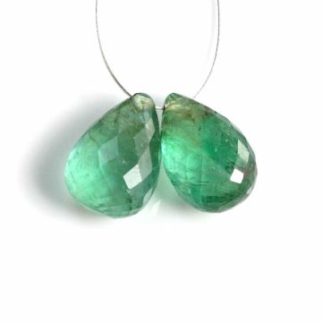 2 Pcs - Medium Green Emerald Drops - 10.03 ct. - 12.8 x 9 mm & 13 x 8.5 mm (EDR1095)