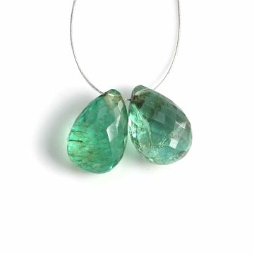 2 Pcs - Medium Green Emerald Drops - 5.2 ct. - 10 x 6.8 mm & 10.3 x 7 mm (EDR1096)