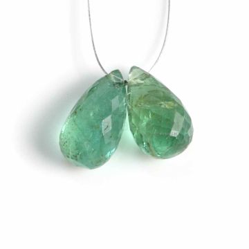 2 Pcs - Medium Green Emerald Drops - 7.24 ct. - 12.4 x 7 mm & 12.5 x 7 mm (EDR1098)