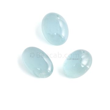 3 Pcs - 36.71 ct. -Medium Blue Aquamarine Oval Cabochon - 16.3 x 12.2 x 8.1 mm to 18.8 x 12.2 x 5.7 mm (AQCAB1073)