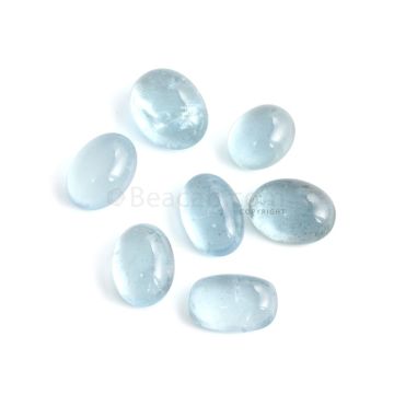 7 Pcs - 46.32 ct. -Medium Blue Aquamarine Oval Cabochon - 12.1 x 9.9 x 5.9 mm to 15 x 11.9 x 7.2 mm (AQCAB1072)