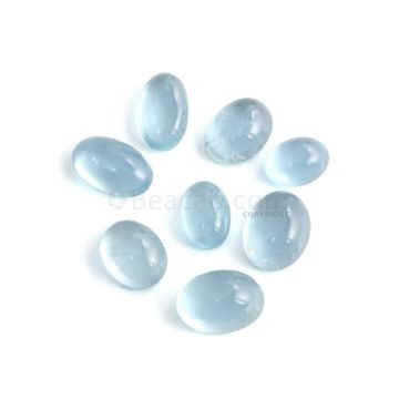 8 Pcs - 40.12 ct. -Medium Blue Aquamarine Oval Cabochon - 10.9 x 8.1 x 5.3 mm to 14.2 x 10.3 x 7.7 mm (AQCAB1071)