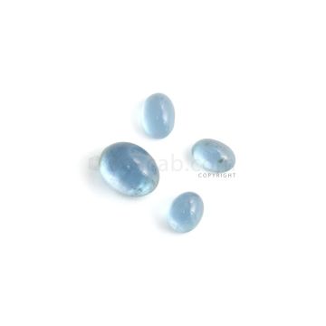 4 Pcs - 2.97 ct. -Medium Blue Aquamarine Oval Cabochon - 5.5 x 4.2 x 3.4 mm to 8.1 x 6.3 x 4.5 mm (AQCAB1070)
