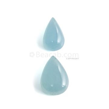 2 Pcs - 43.81 ct. -Medium Blue Aquamarine Pear Cabochon - 21.4 x 13.1 x 8.5 mm to 24.9 x 16.9 x 8.9 mm (AQCAB1068)