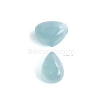 2 Pcs - 44.65 ct. -Medium Blue Aquamarine Pear Cabochon - 17.2 x 20.3 x 10.6 mm to 20.4 x 14.2 x 8.6 mm (AQCAB1067)