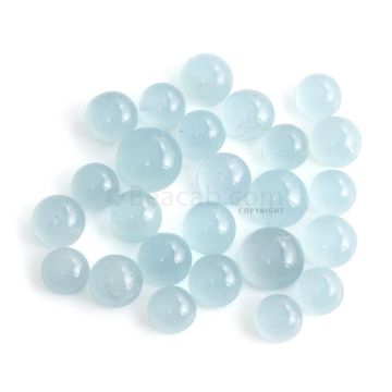 25 Pcs - 75.94 ct. -Medium Blue Aquamarine Round Cabochon - 7.9 x 4.8 mm to 11.1 x 6.4 mm (AQCAB1078)
