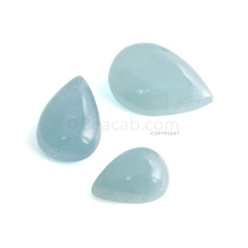 3 Pcs - 43.48 ct. -Medium Blue Aquamarine Pear Cabochon - 16.8 x 11.9 x 8.7 mm to 23.9 x 15.4 x 6.5 mm (AQCAB1077)