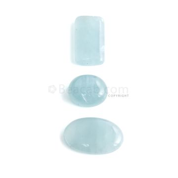 3 Pcs - 62.33 ct. -Medium Blue Aquamarine Mix Cabochon - 18.8 x 15.6 x 8.5 mm to 28.8 x 17.9 x 5.2 mm (AQCAB1086)