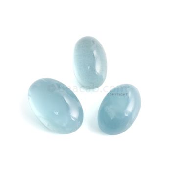 3 Pcs - 69.47 ct. -Medium Blue Aquamarine Oval Cabochon - 20.5 x 12.8 x 9.7 mm to 24.8 x 16.1 x 9.7 mm (AQCAB1088)