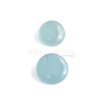 2 Pcs - 40.09 ct. -Medium Blue Aquamarine Round Cabochon - 16.9 x 6.9 mm to 20.1 x 7 mm (AQCAB1085)