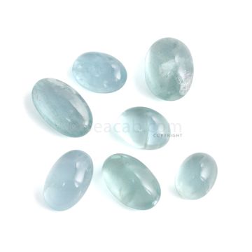 7 Pcs - 120.31 ct. -Medium Blue Aquamarine Oval Cabochon - 15.9 x 12.2 x 8.7 mm to 23.7 x 13.7 x 7.2 mm (AQCAB1083)
