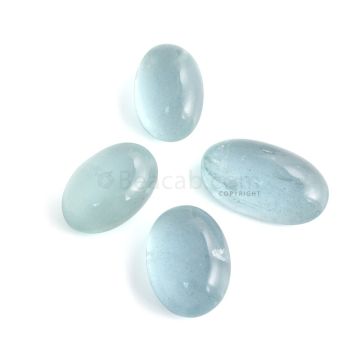 4 Pcs - 80.16 ct. -Medium Blue Aquamarine Oval Cabochon - 20 x 13.6 x 8.2 mm to 25.6 x 14.7 x 7.9 mm (AQCAB1082)