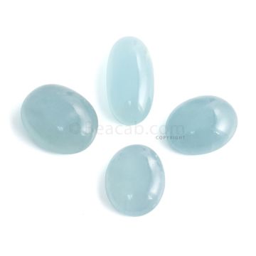 4 Pcs - 79.57 ct. -Medium Blue Aquamarine Oval Cabochon - 20 x 16.1 x 6.2 mm to 25.4 x 13.1 x 7.9 mm (AQCAB1084)