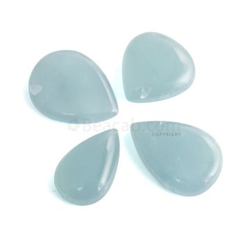 4 Pcs - 93.60 ct. -Medium Blue Aquamarine Pear Cabochon - 22.2 x 21.3 x 7.2 mm to 28.3 x 19.5 x 6.1 mm (AQCAB1095)
