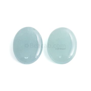 2 Pcs - 84.17 ct. -Medium Blue Aquamarine Oval Cabochon - 29.1 x 23.1 x 8 mm to 30.9 x 23.7 x 7.2 mm (AQCAB1091)