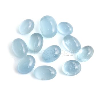 11 Pcs - 70.30 ct. -Medium Blue Aquamarine Oval Cabochon - 11.1 x 9 x 5.3 mm to 16.3 x 11.8 x 7.7 mm (AQCAB1089)