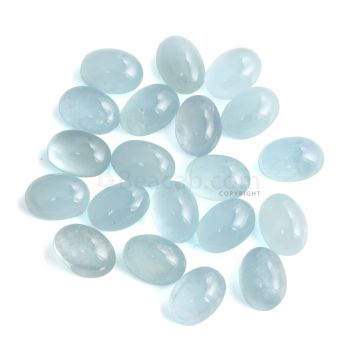 20 Pcs - 129.84 ct. -Medium Blue Aquamarine Oval Cabochon - 13.9 x 9.9 x 5.8 mm to 14.2 x 10.2 x 6.6 mm (AQCAB1063)
