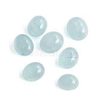 7 Pcs - 30.45 ct. -Medium Blue Aquamarine Oval Cabochon - 10 x 8.1 x 4.9 mm to 12.2 x 10.3 x 5.6 mm (AQCAB1062)