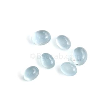 6 Pcs - 10.24 ct. -Medium Blue Aquamarine Oval Cabochon - 8 x 6.1 x 4 mm to 9.2 x 7.2 x 4.3 mm (AQCAB1064)