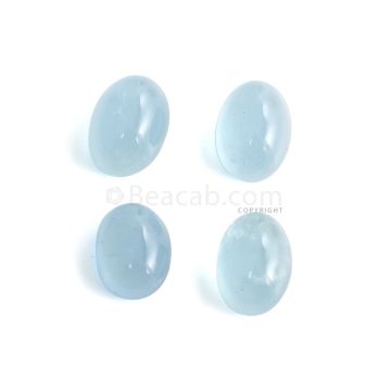 4 Pcs - 28.19 ct. -Medium Blue Aquamarine Oval Cabochon - 13.2 x 10.1 x 6 mm to 14 x 10.1 x 7 mm (AQCAB1021)