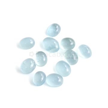 11 Pcs - 38.41 ct. -Medium Blue Aquamarine Oval Cabochon - 10 x 8.1 x 3.9 mm to 12 x 9 x 5.1 mm (AQCAB1060)