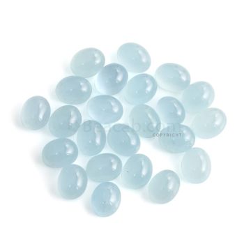 23 Pcs - 72.00 ct. -Medium Blue Aquamarine Oval Cabochon - 9 x 7 x 4.9 mm to 10.3 x 8.2 x 5.5 mm (AQCAB1061)