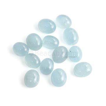 13 Pcs - 59.71 ct. -Medium Blue Aquamarine Oval Cabochon - 11 x 9 x 5.3 mm to 12.1 x 9.9 x 6.3 mm (AQCAB1065)