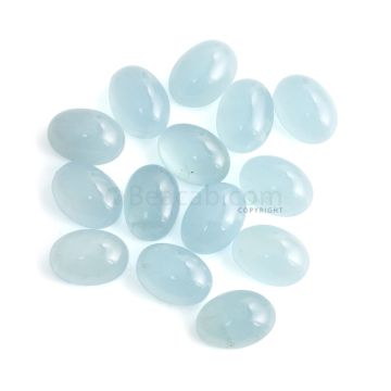 14 Pcs - 92.72 ct. -Medium Blue Aquamarine Oval Cabochon - 13.8 x 10.2 x 6.2 mm to 14.2 x 10.3 x 6.4 mm (AQCAB1059)
