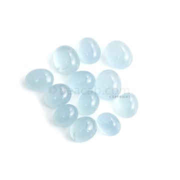 12 Pcs - 47.58 ct. -Medium Blue Aquamarine Oval Cabochon - 10 x 8.1 x 5.5 mm to 12.2 x 10.1 x 6 mm (AQCAB1056)