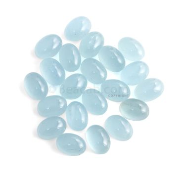 21 Pcs - 141.98 ct. -Medium Blue Aquamarine Oval Cabochon - 13.9 x 10.1 x 6.4 mm to 14.3 x 10.2 x 7.2 mm (AQCAB1055)