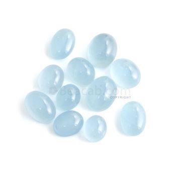 11 Pcs - 60.55 ct. -Medium Blue Aquamarine Oval Cabochon - 10.7 x 8.7 x 6.1 mm to 14.5 x 11.1 x 7.3 mm (AQCAB1054)