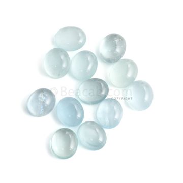 12 Pcs - 49.81 ct. -Medium Blue Aquamarine Oval Cabochon - 11.8 x 9.9 x 5 mm to 12.1 x 10.2 x 5.9 mm (AQCAB1051)