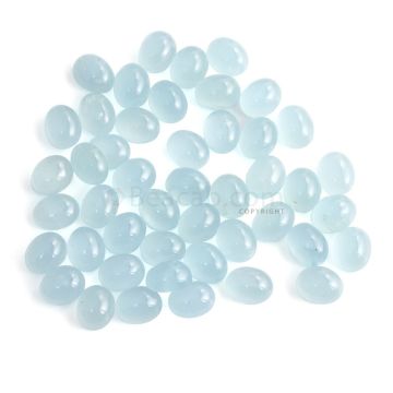 46 Pcs - 137.32 ct. -Medium Blue Aquamarine Oval Cabochon - 10 x 8.1 x 5.6 mm to 10.2 x 8.1 x 5.4 mm (AQCAB1053)