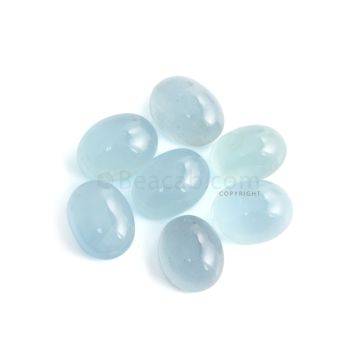 7 Pcs - 73.09 ct. -Medium Blue Aquamarine Oval Cabochon - 15.1 x 11.2 x 8.7 mm to 16.3 x 12.2 x 8.1 mm (AQCAB1049)